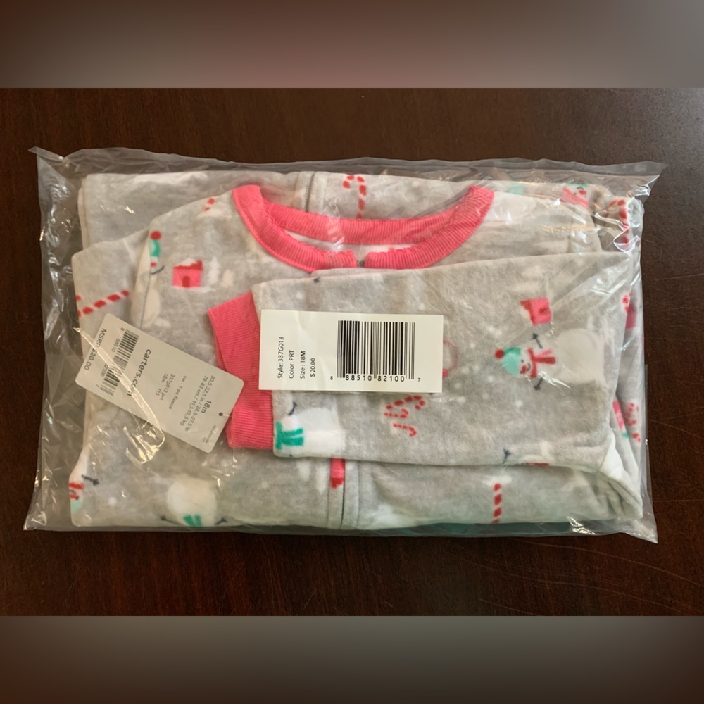 Snowman fleece one piece pajamas size 18 months NWT